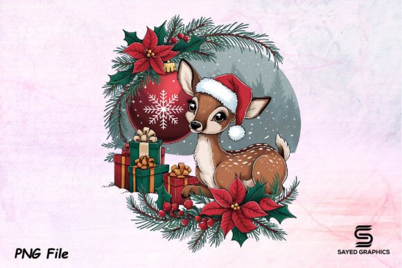 Download Christmas Flowers Deer Png Sublimation - Flowers Collection