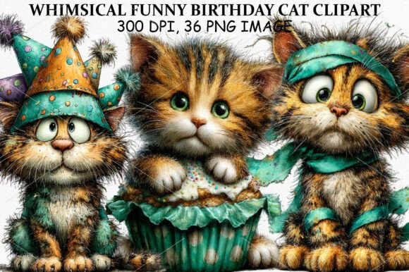 Download Whimsical Funny Birthday Cat Clipart - Birthday cat clipart Collection