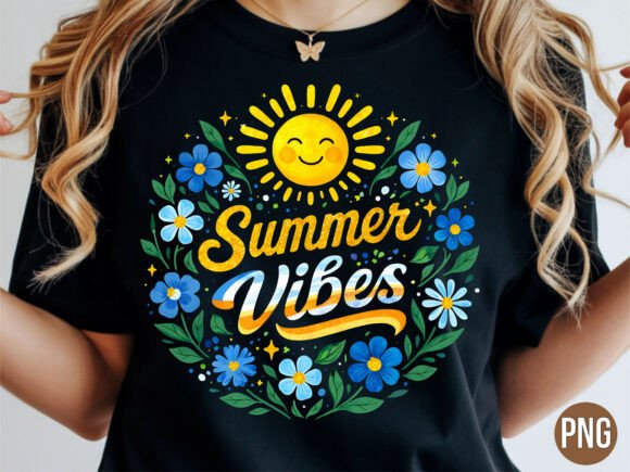 Download Summer Vibes Sun Floral Frame PNG Shirt - Floral frame png Collection