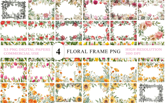 Download Vintage Floral Frame PNG Transparent - Floral frame png Collection