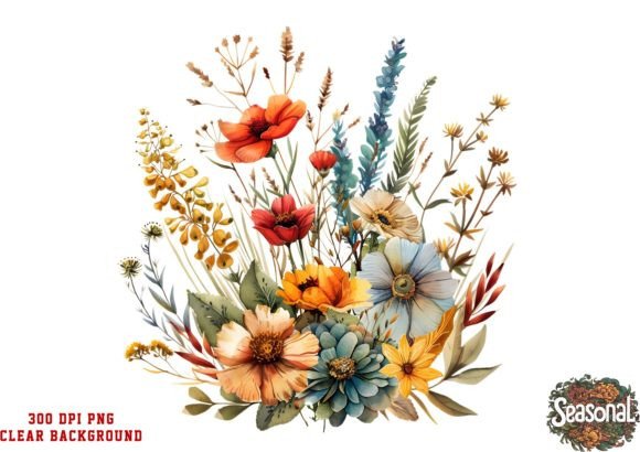 Download Boho Flowers Bouquet Watercolor Clipart - Flowers Collection