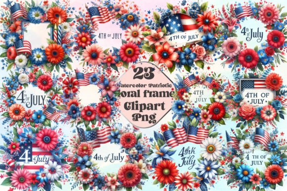 Download Patriotic Floral Frame PNG Clipart - Floral frame png Collection