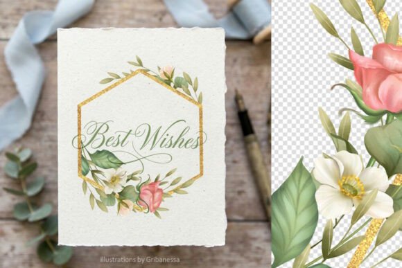 Download Hexagonal Gold Floral Frame PNG - Floral frame png Collection